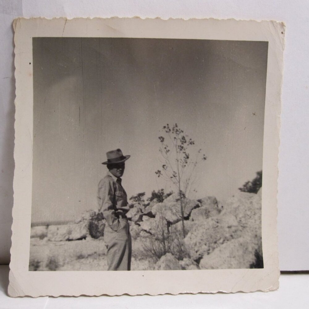 old vintage Black & white B&W Photo- A Man & His Tree